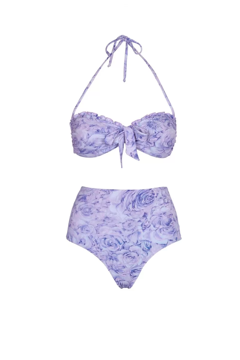 Swimwear | Luisa Beccaria Band And High Waist Slip Bikini Lilac Roses