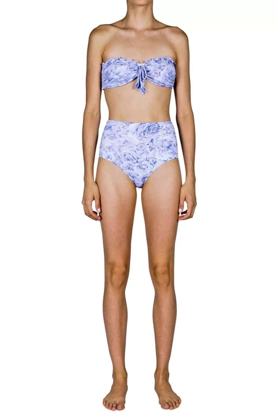 Swimwear | Luisa Beccaria Band And High Waist Slip Bikini Lilac Roses