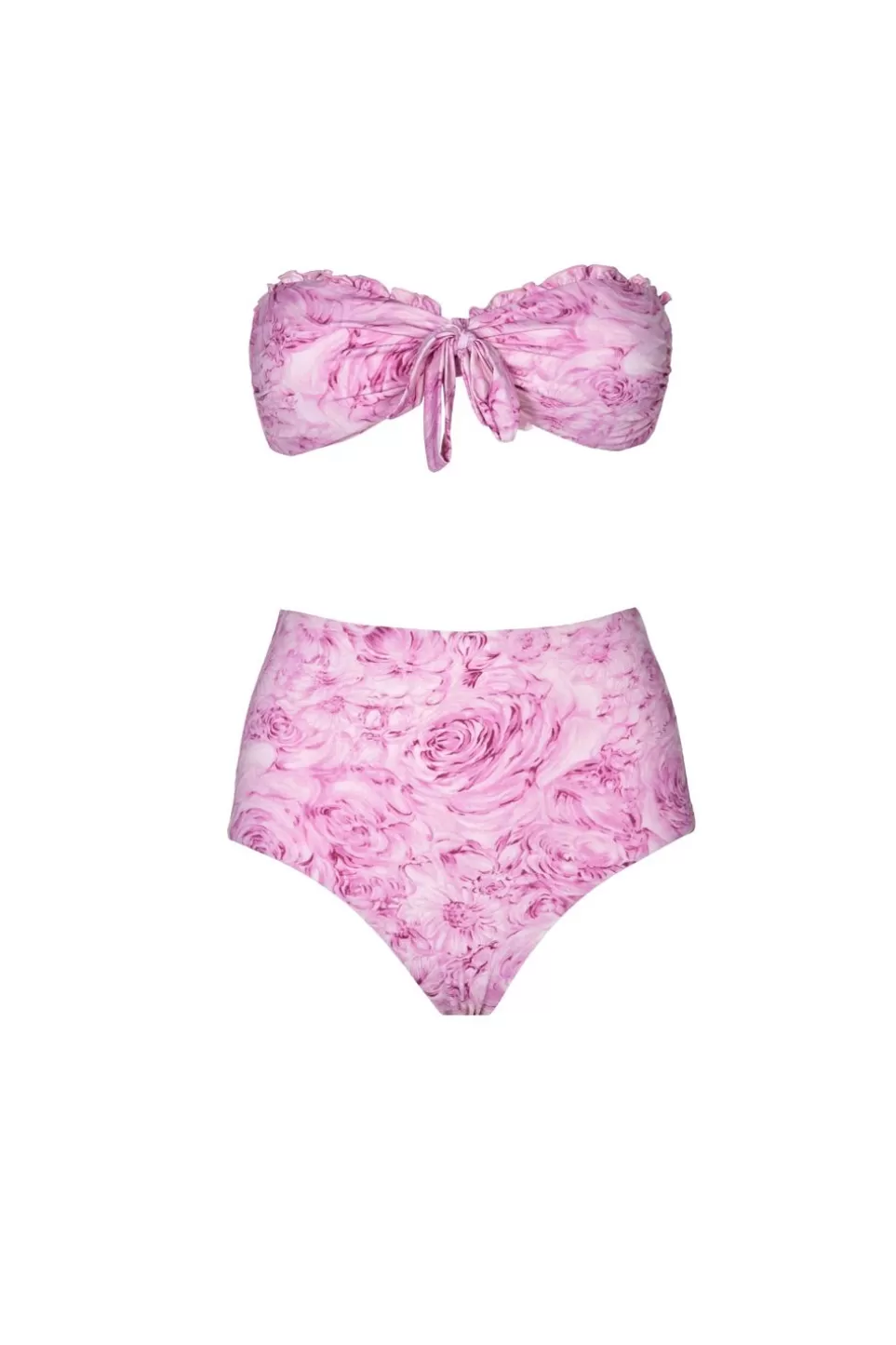 Swimwear | Luisa Beccaria Band And High Waist Slip Bikini Pink Roses