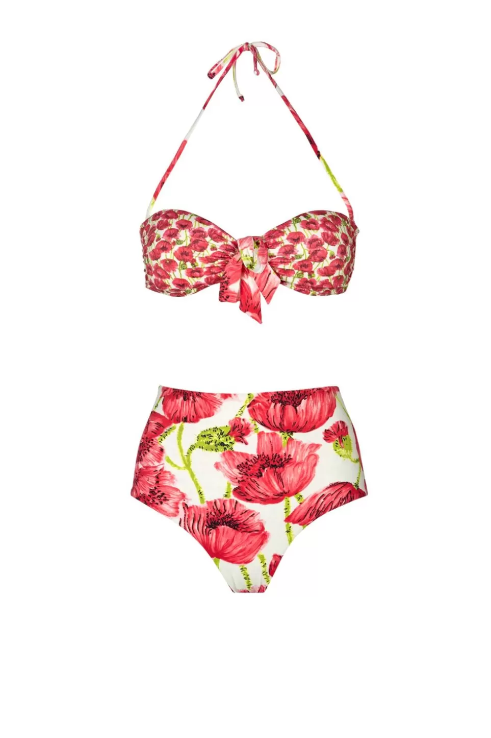 Swimwear | Luisa Beccaria Band And High Waist Slip Bikini Red Poppies