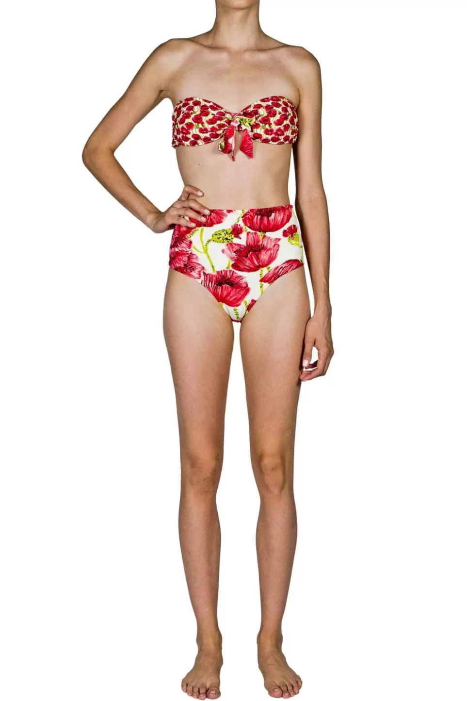 Swimwear | Luisa Beccaria Band And High Waist Slip Bikini Red Poppies