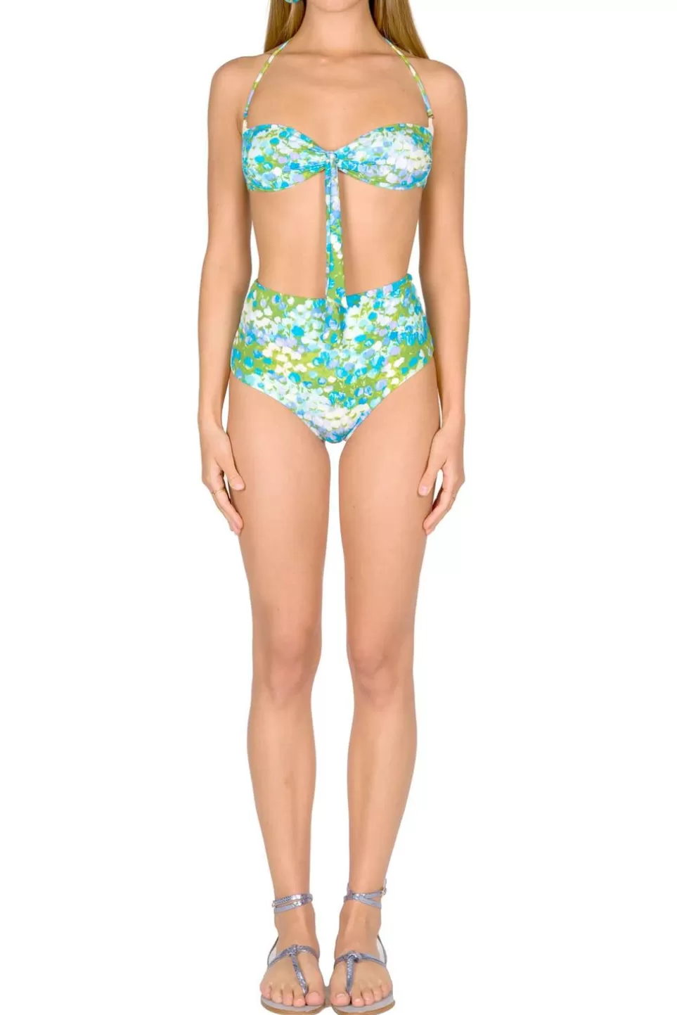 Swimwear | Luisa Beccaria Band And High Waist Slip Bikini Turquoise Monet