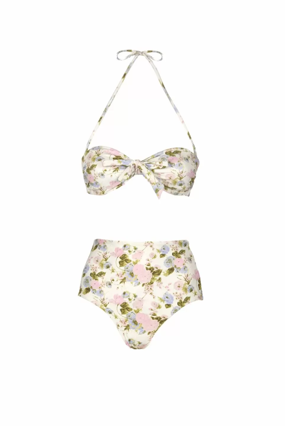 Swimwear | Luisa Beccaria Band And High Waist Slip Blooming Roses Double Face