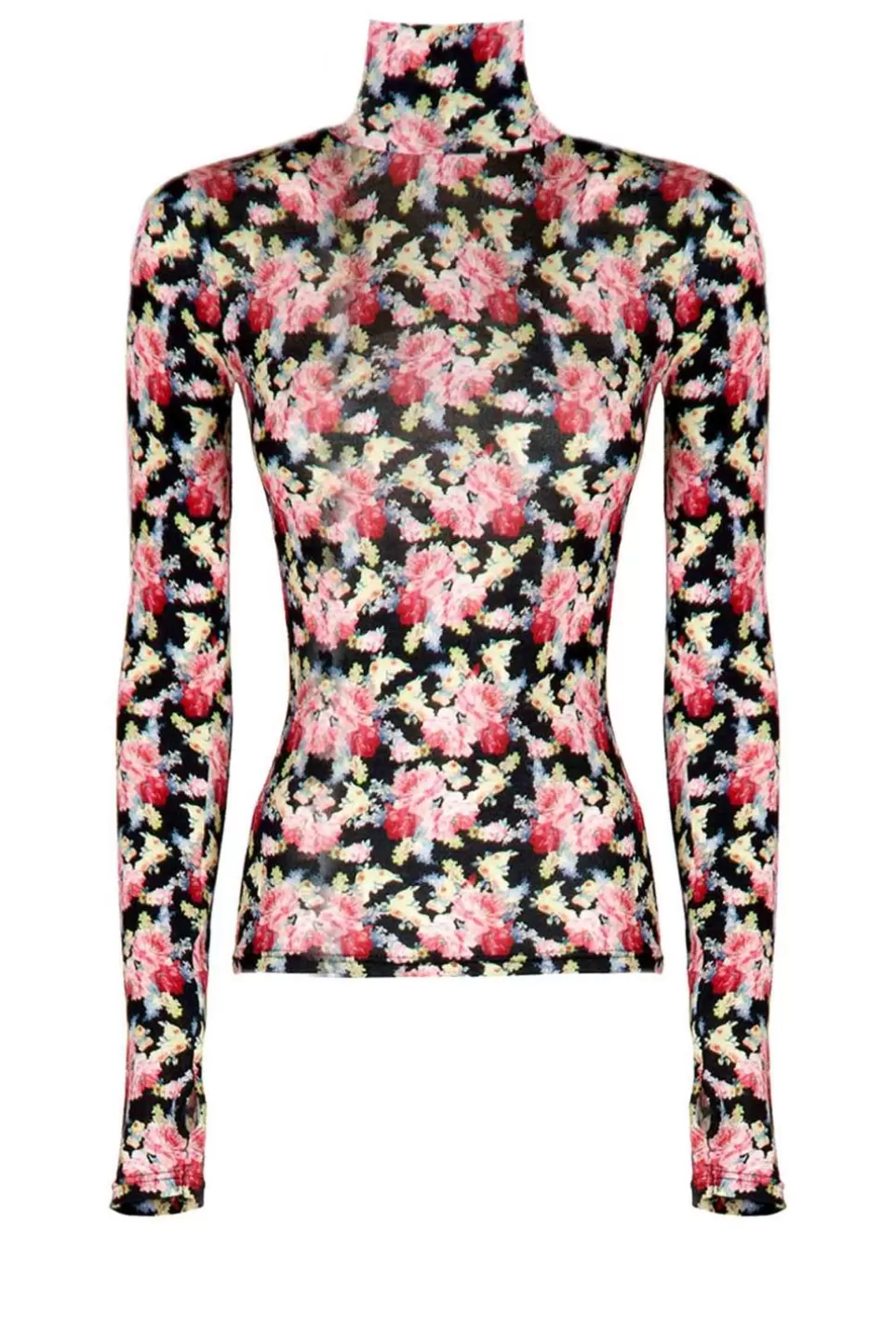 Tops & Blouses | Luisa Beccaria Black Jersey Floral Wool Turtleneck