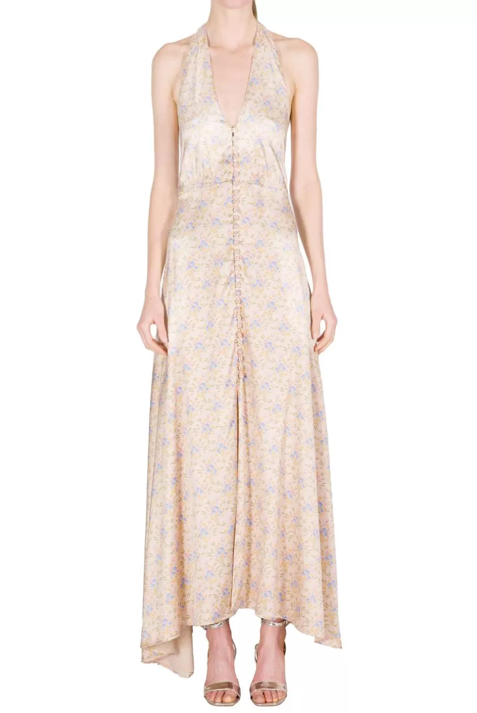 Dresses | Luisa Beccaria Blooming Mirage Sleeveless Bottoncino Dress