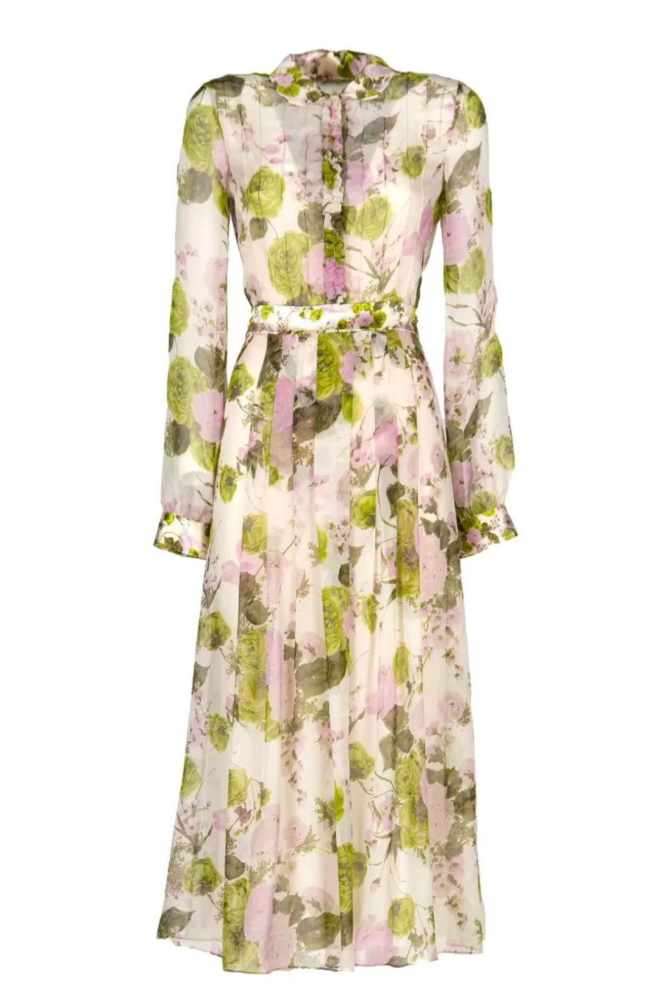 Dresses | Luisa Beccaria Blooming Roses Printed Chiffon Midi Dress