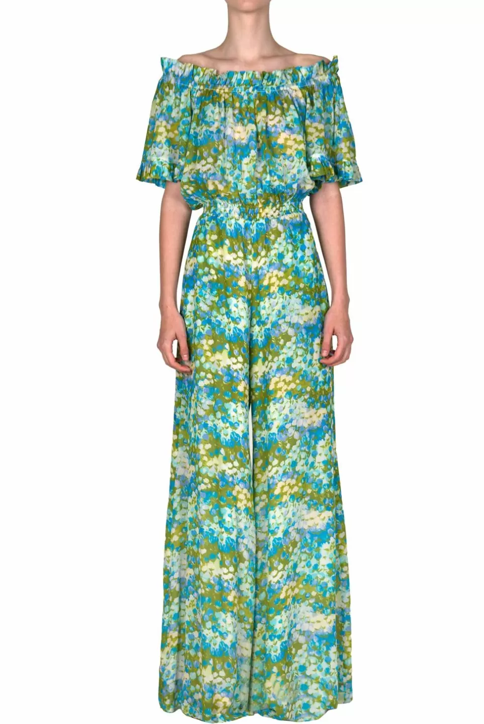 Dresses | Luisa Beccaria Blue Monet Off-Shoulder Jumpsuit