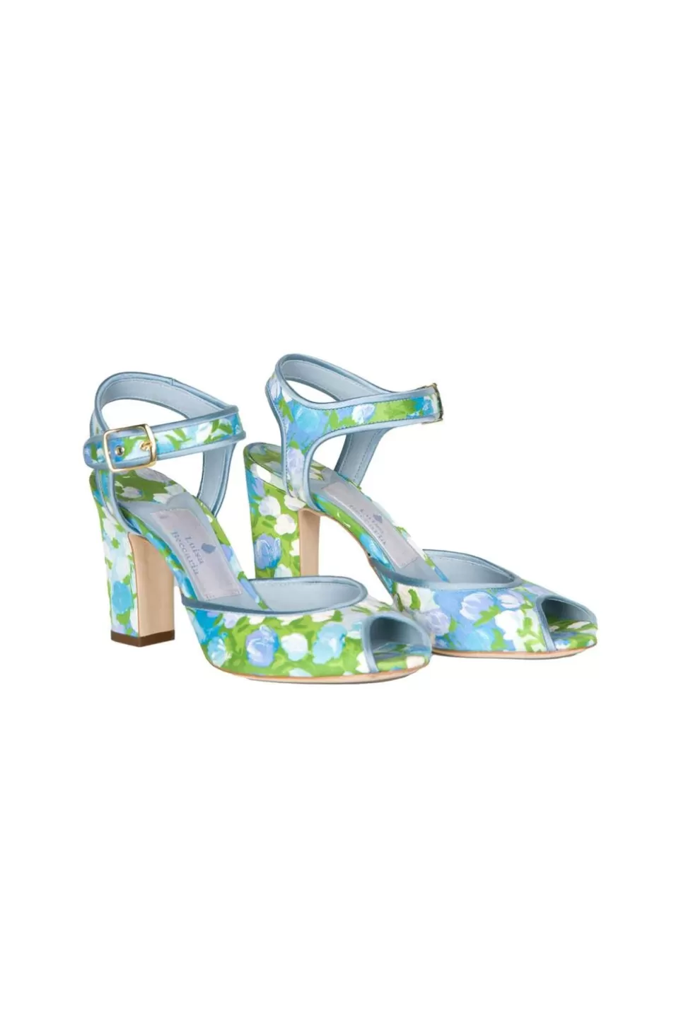 Shoes | Luisa Beccaria Blue Monet Open-Toe Heels