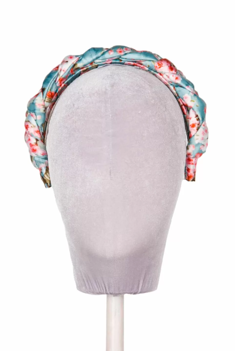 Headband | Luisa Beccaria Blue Shiny Satin Roses Buds Braided Power Hairband