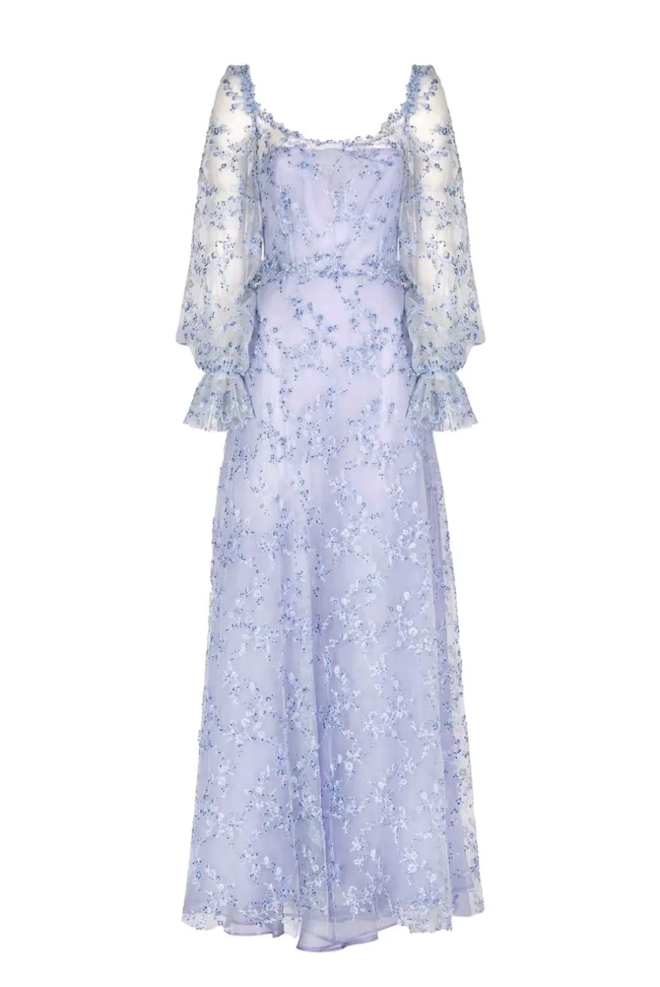 Dresses | Luisa Beccaria Blue Tulle Evening Dress With Embroidery