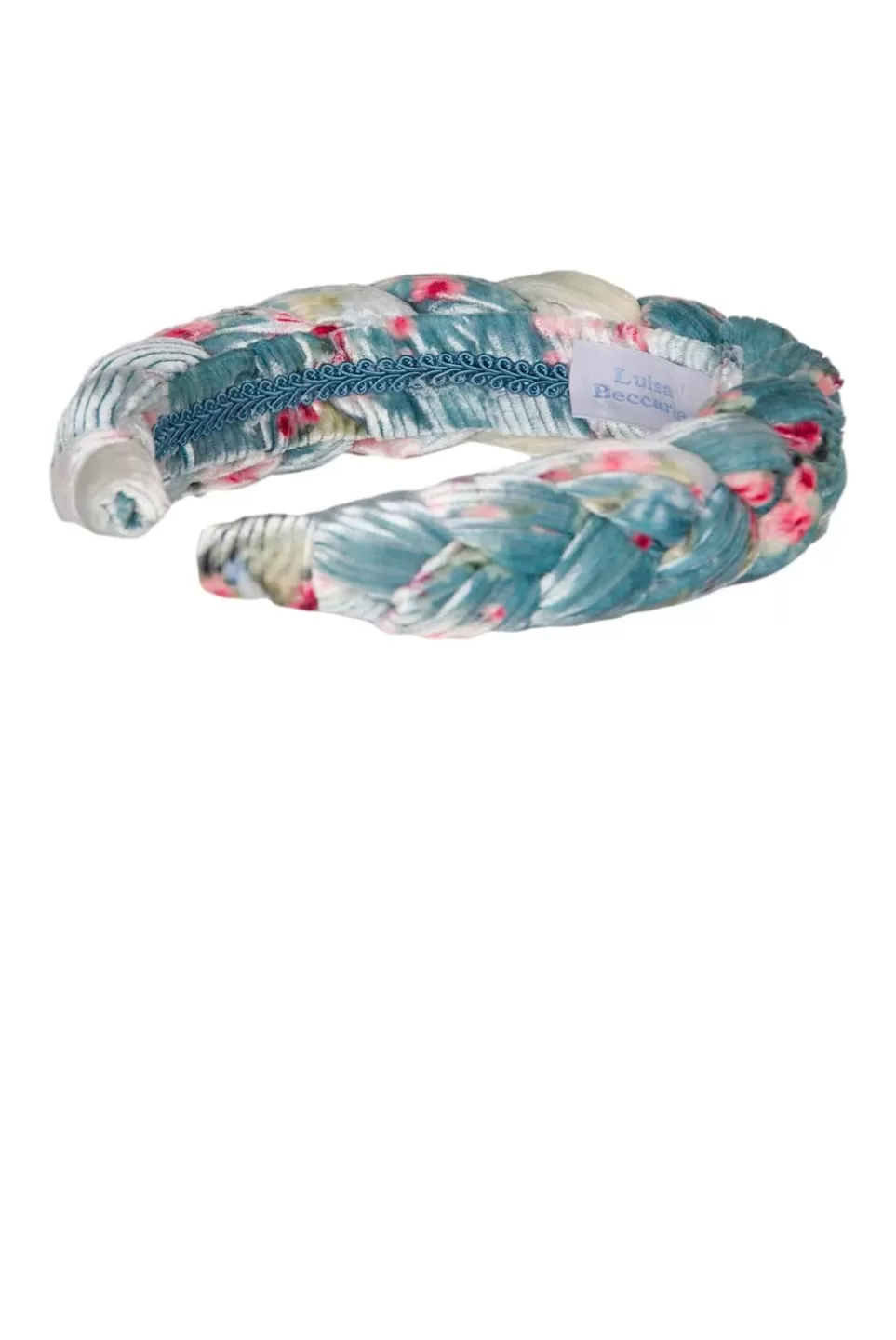 Headband | Luisa Beccaria Blue Velvet Roses Buds Braided Power Hairband