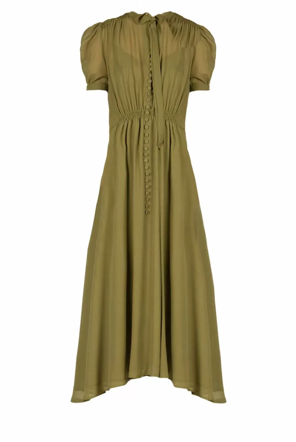 Dresses | Luisa Beccaria Bottoncino Dress In Green Georgette