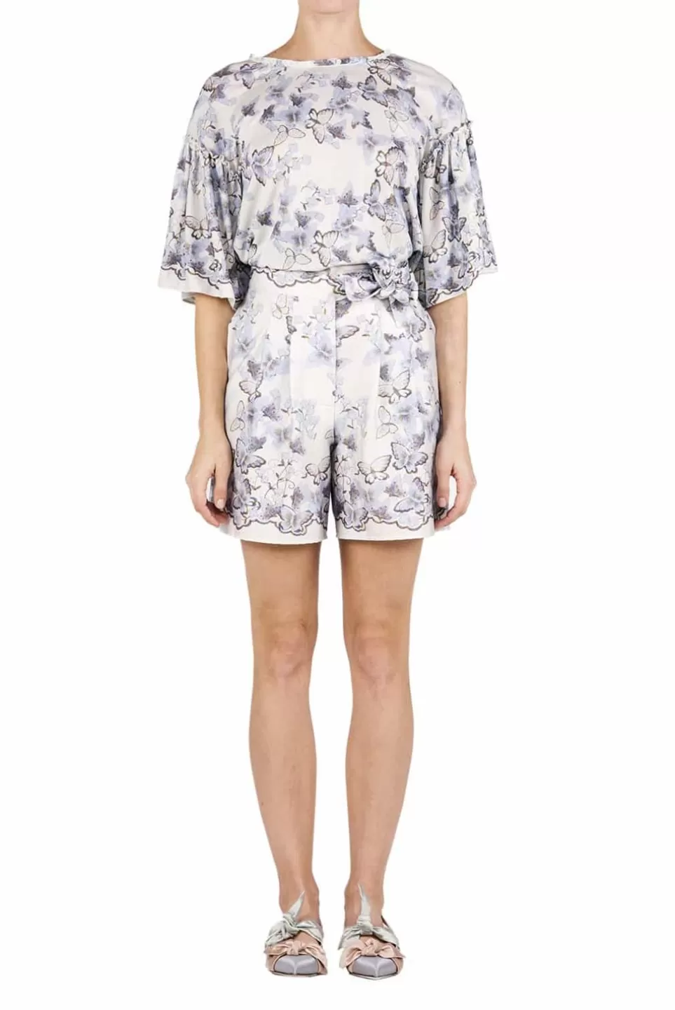 Trousers & Shorts | Luisa Beccaria Butterfly Poplin Printed Shorts