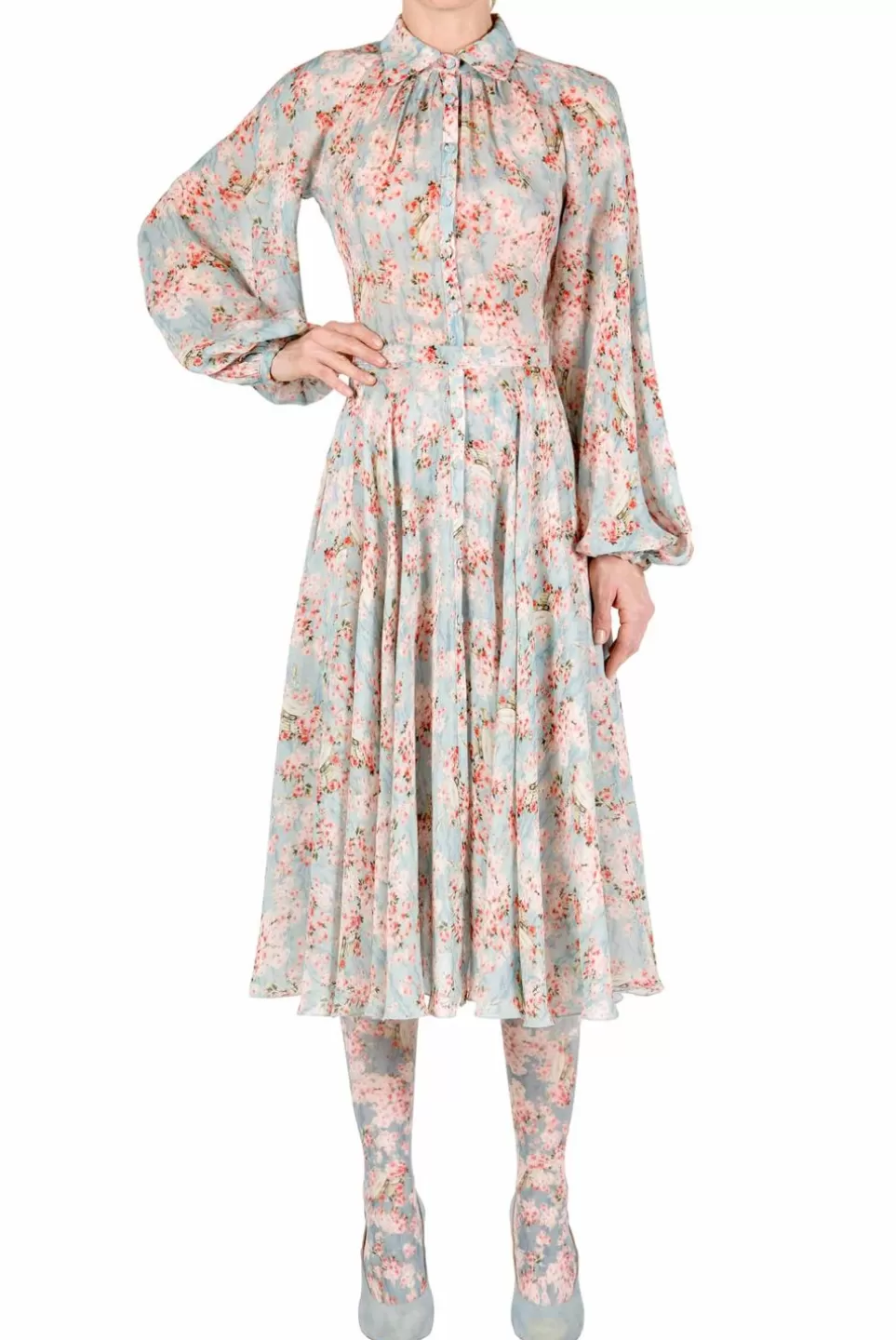 Dresses | Luisa Beccaria Carlamaria Georgette Circle Of Roses Dress