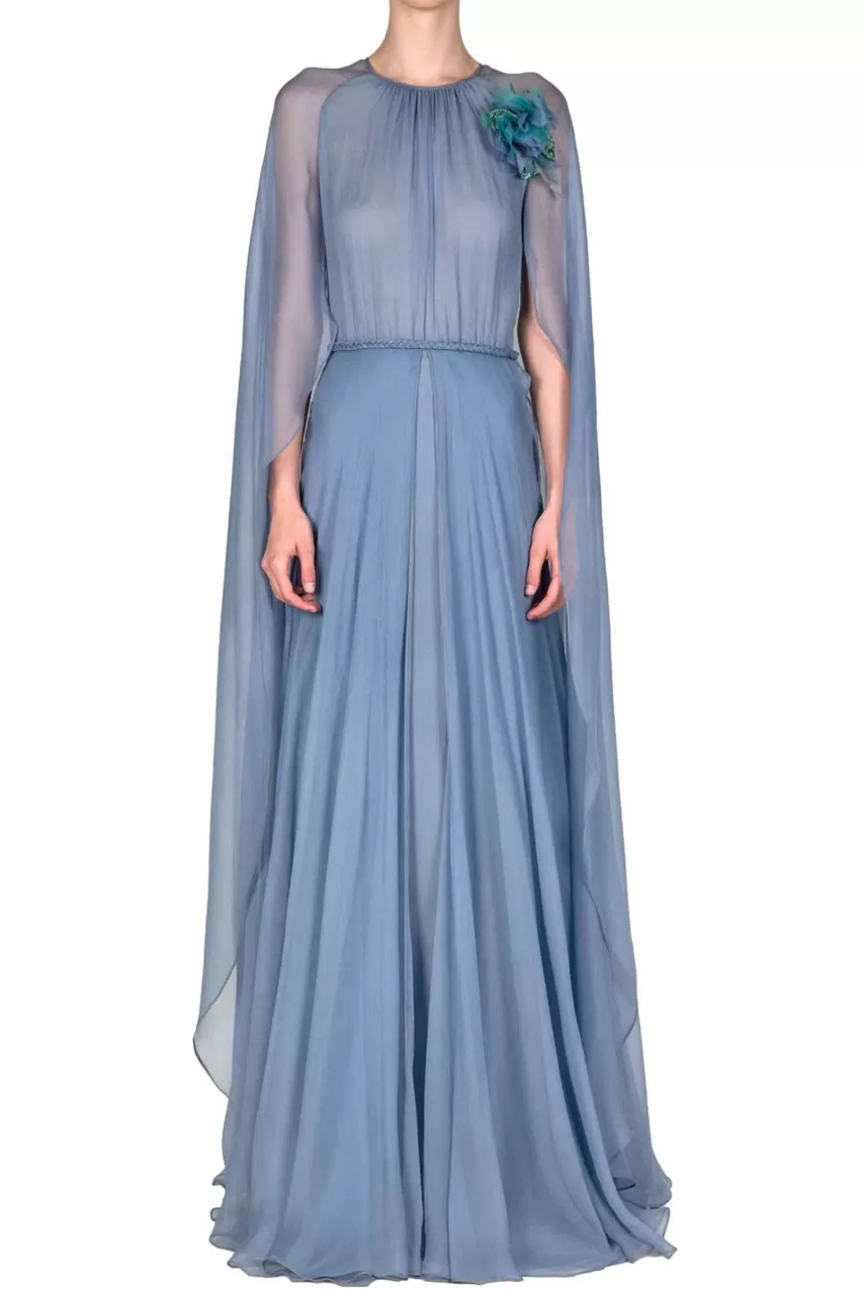 Dresses | Luisa Beccaria Chiffon Creponne Maxi Dress With Cape