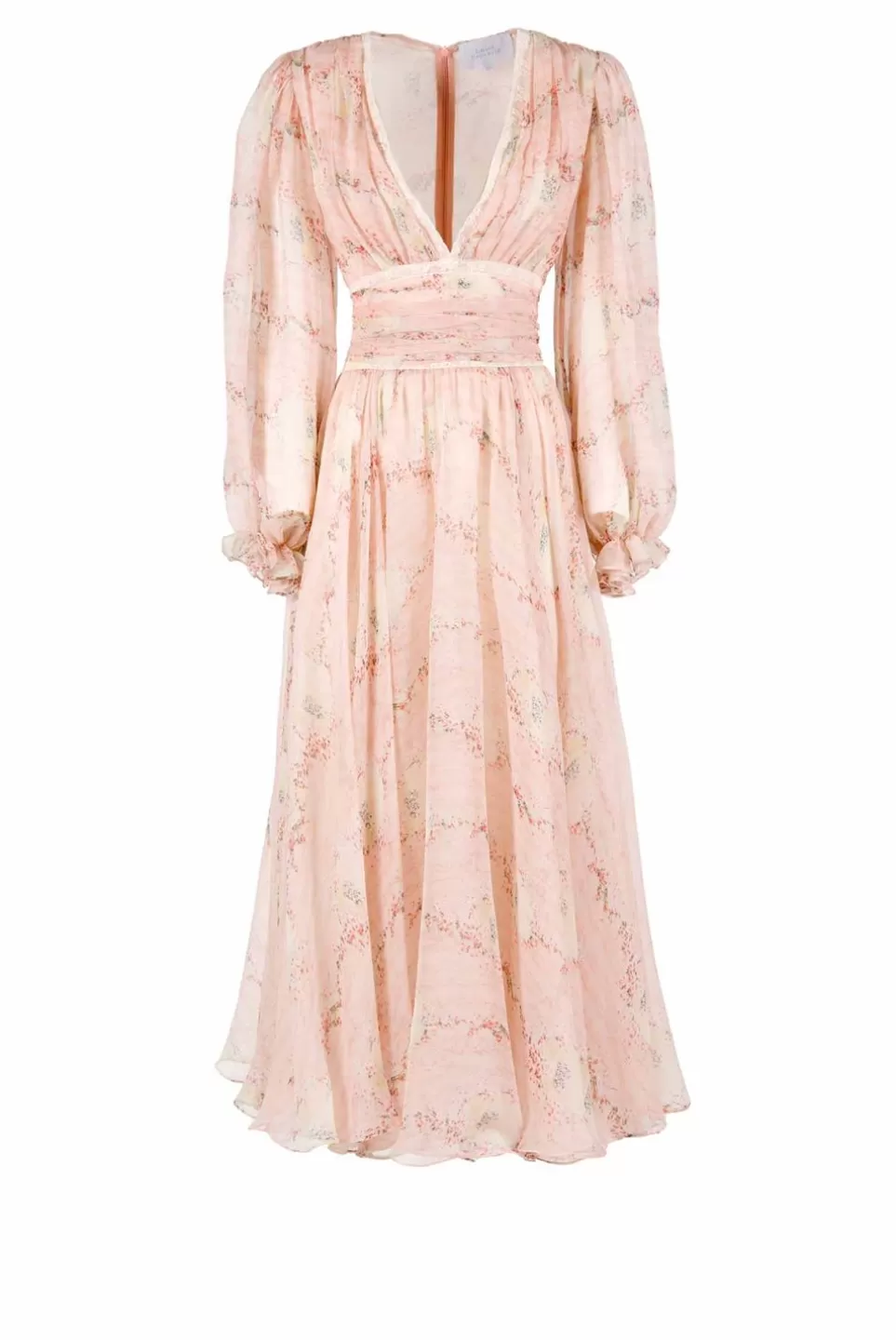 Dresses | Luisa Beccaria Chiffon Lace Circle Of Roses Printed Dress