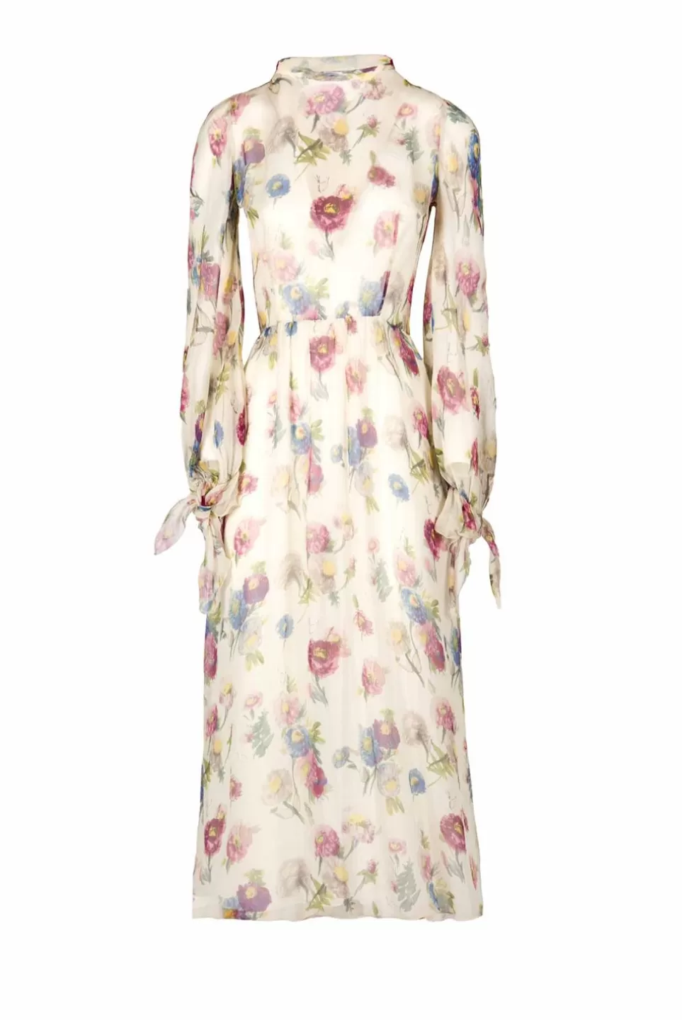 Dresses | Luisa Beccaria Chiffon Macro Anemones Dress With Sash