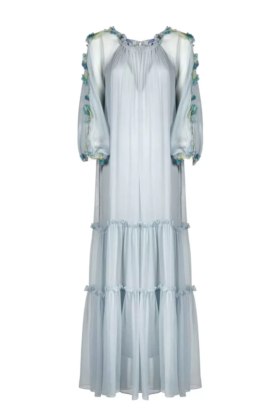 Dresses | Luisa Beccaria Chiffon Maxi Dress With Flower Detail