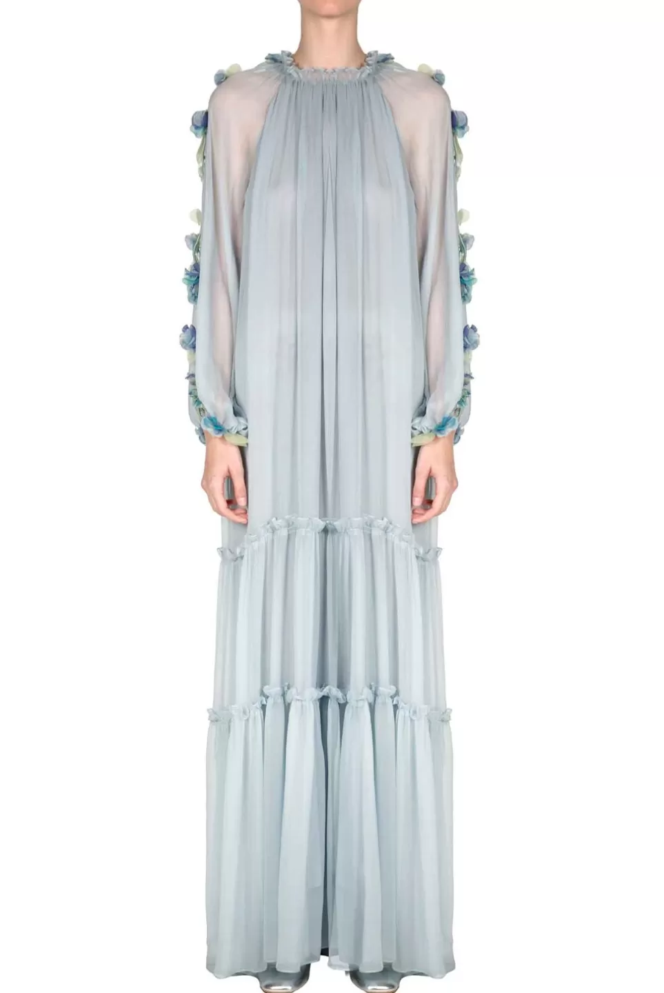 Dresses | Luisa Beccaria Chiffon Maxi Dress With Flower Detail