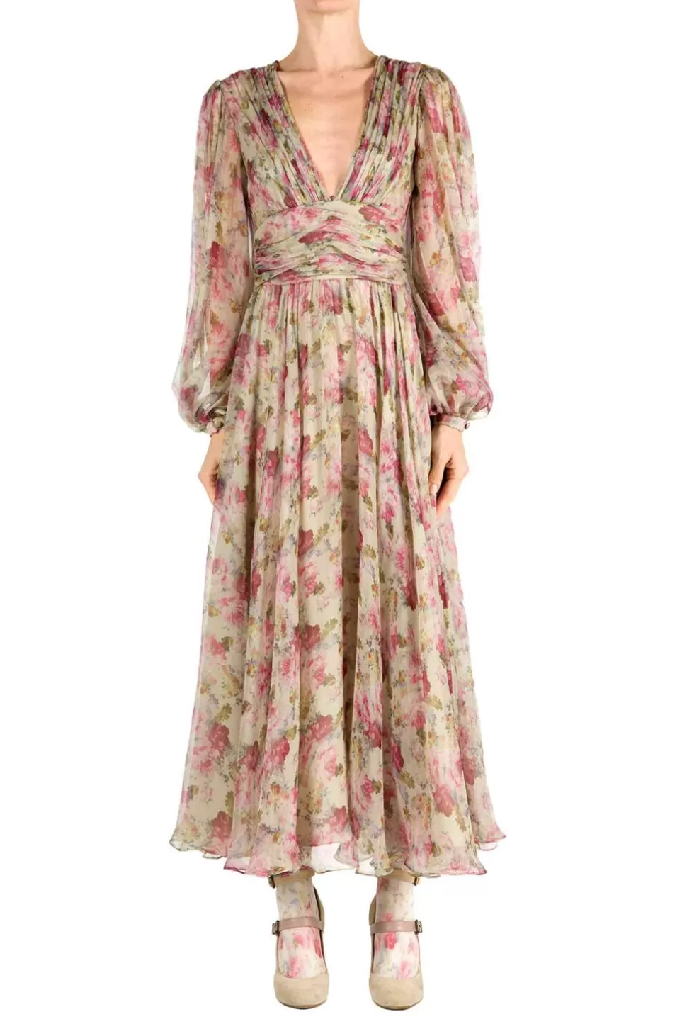 Dresses | Luisa Beccaria Chiffon Printed Roses Dress