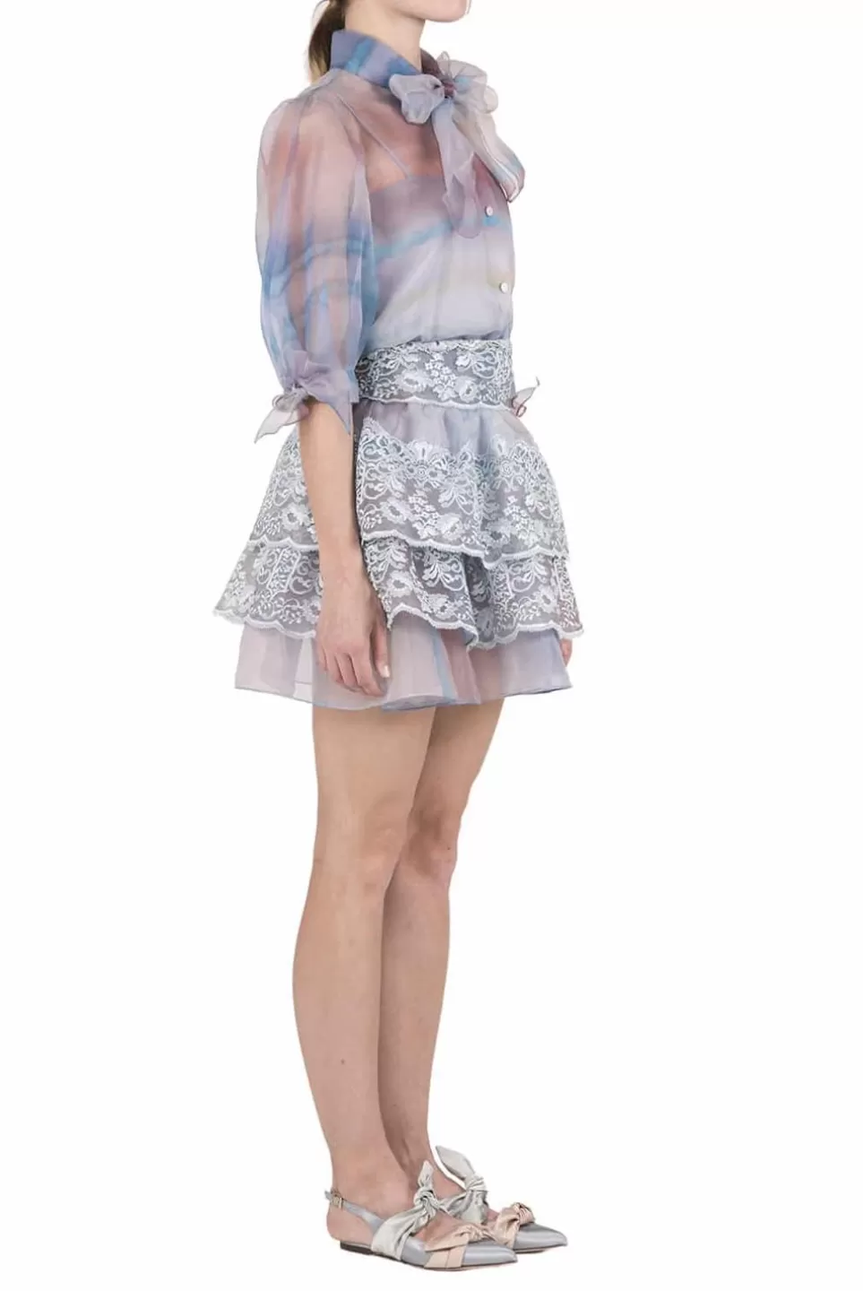Skirts | Luisa Beccaria Color Melt Organza Tiered Mini Skirt