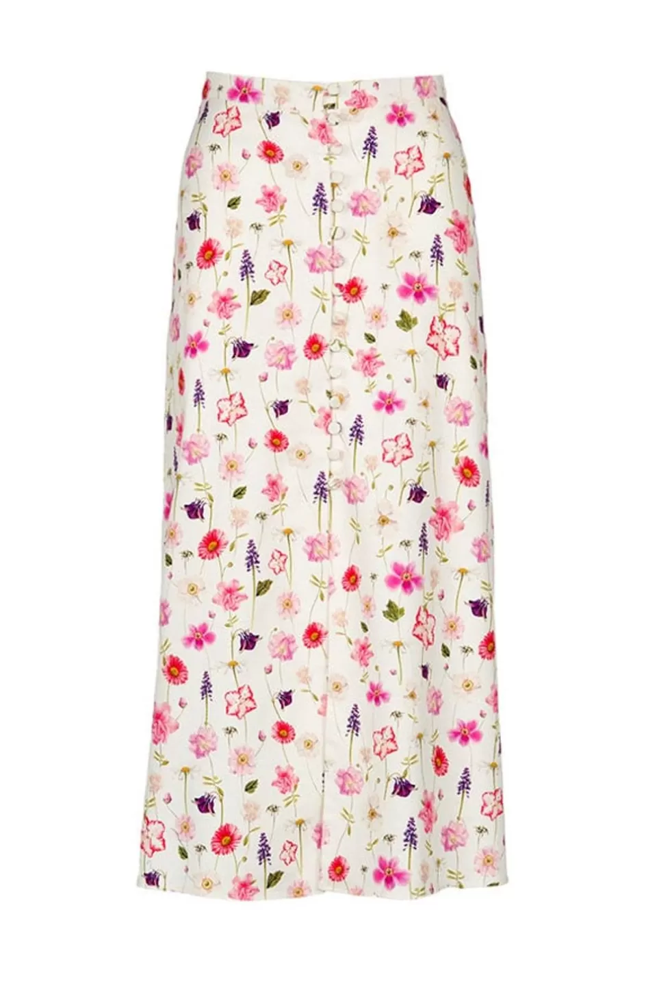 Skirts | Luisa Beccaria Cotton Floral Printed Piquet Bottoncini Skirt