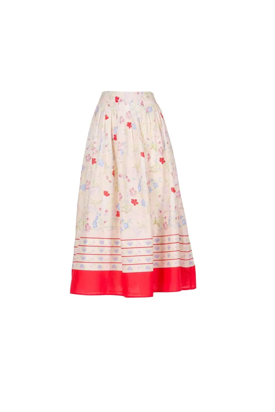 Skirts | Luisa Beccaria Cotton Pleated Midi Skirt In Gilly Flowers