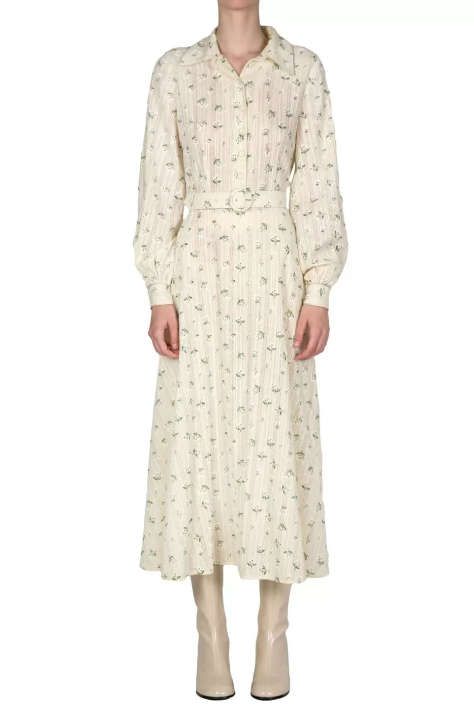 Dresses | Luisa Beccaria Cotton Printed Flower Jacquard Dress