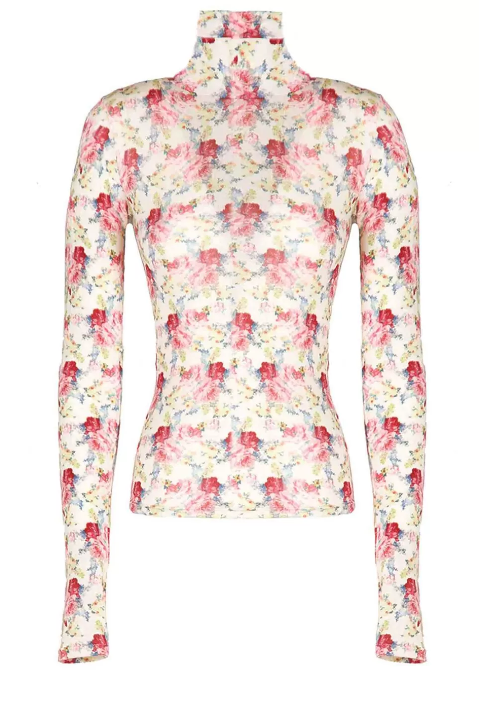 Tops & Blouses | Luisa Beccaria Cream Jersey Floral Wool Turtleneck