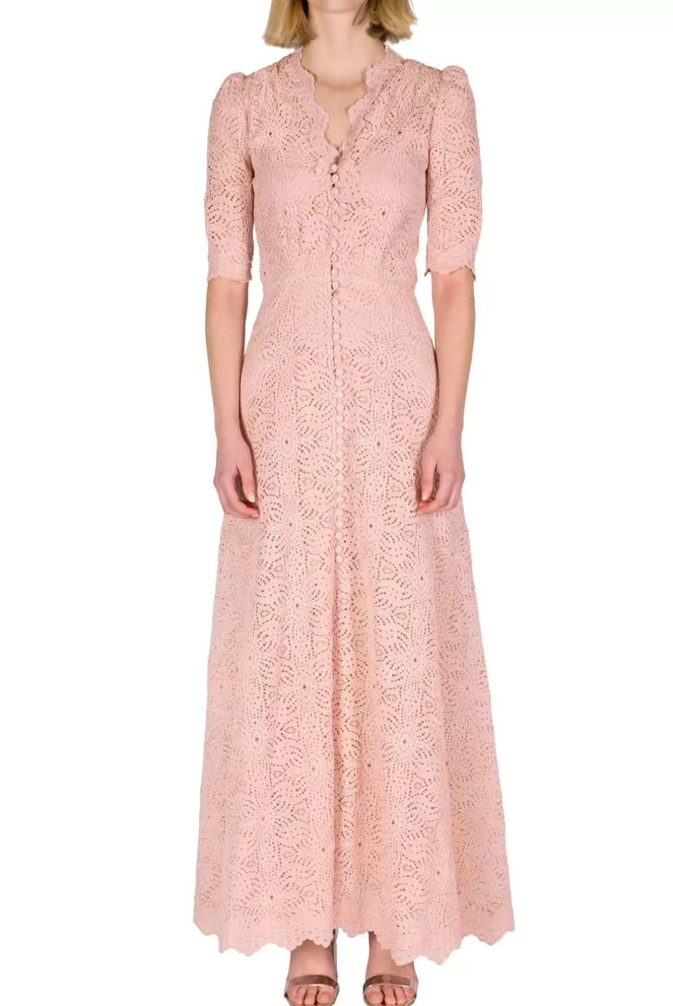 Dresses | Luisa Beccaria Dusty Pink Lace Maxi Dress