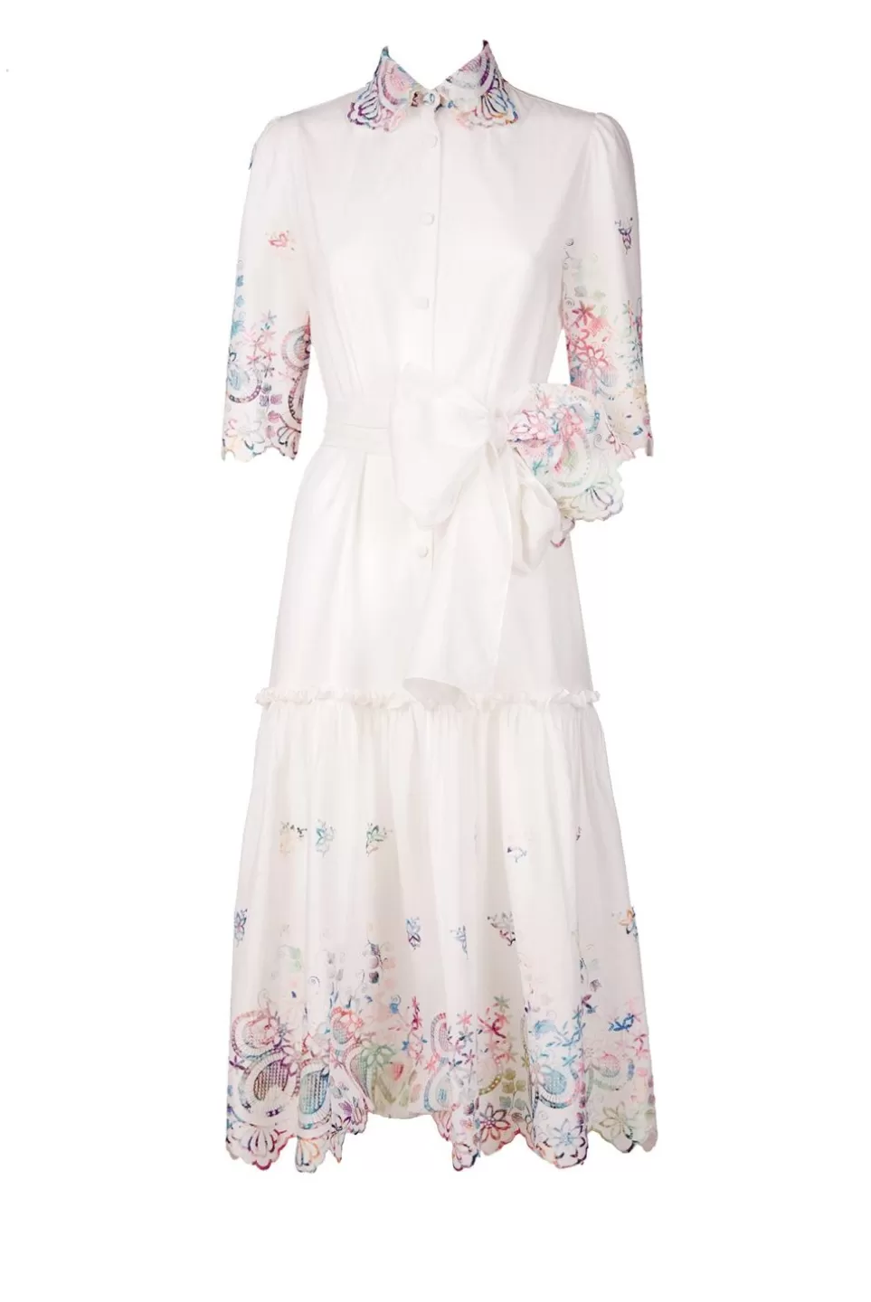 Dresses | Luisa Beccaria Embroidered Cotton Chemisier