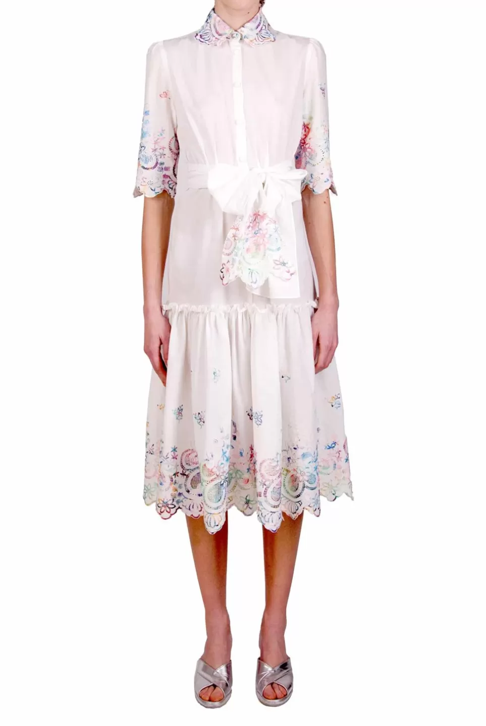 Dresses | Luisa Beccaria Embroidered Cotton Chemisier