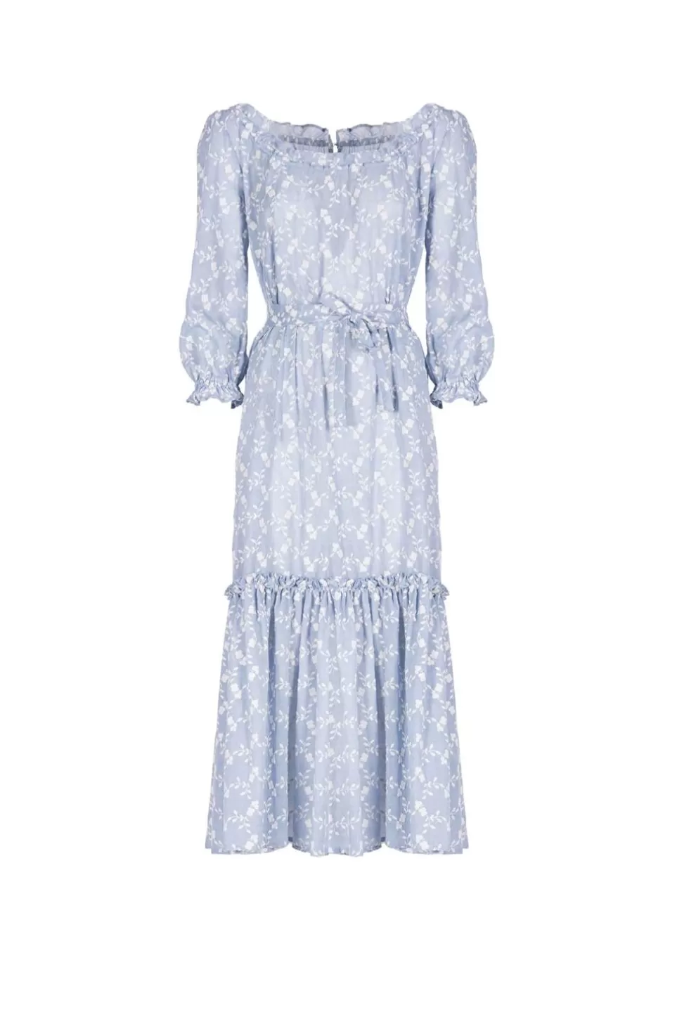 Dresses | Luisa Beccaria Floral Embroidered Cotton Dress With A Flounce