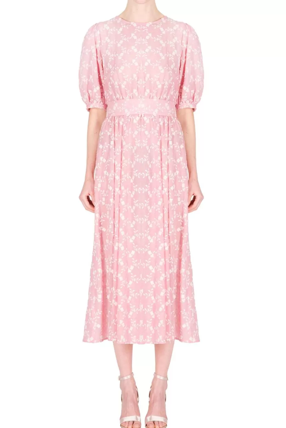 Dresses | Luisa Beccaria Floral Embroidered Cotton Dress With Detachable Belt