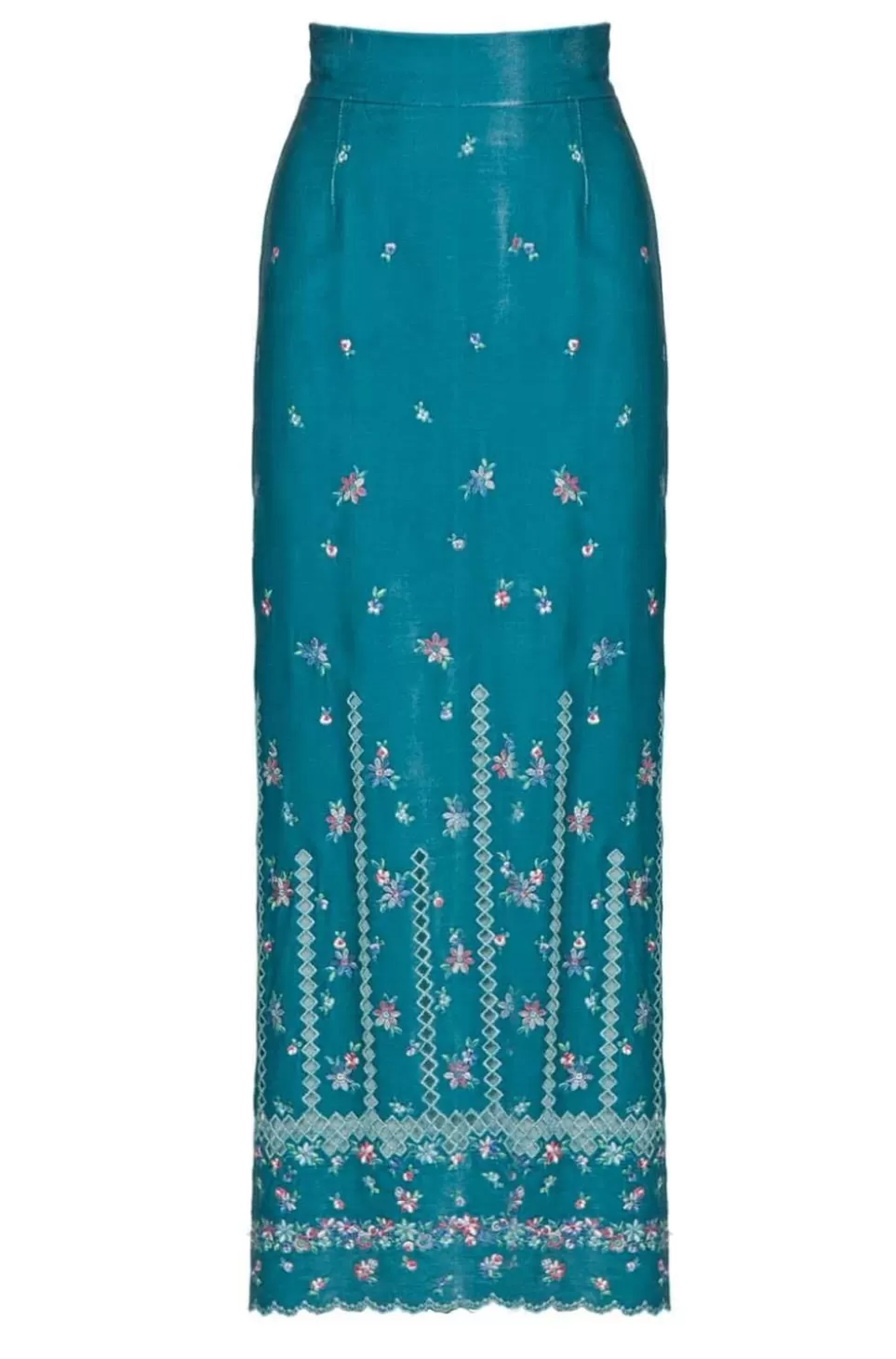 Skirts | Luisa Beccaria Floral Embroidered Velvet High Waist Skirt