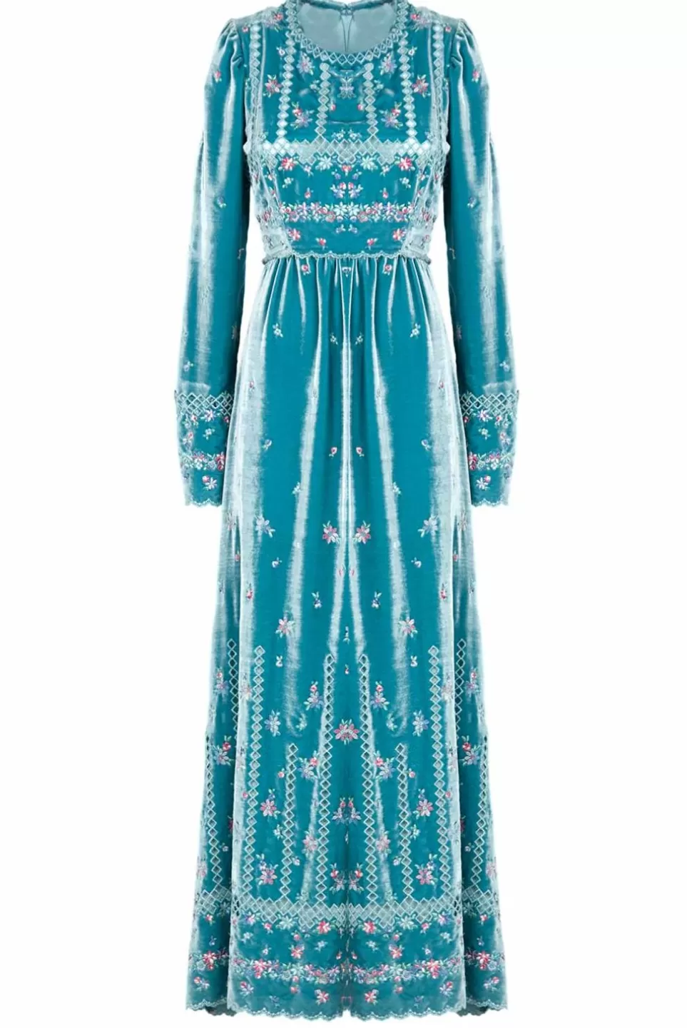 Dresses | Luisa Beccaria Floral Embroidered Velvet Maxi Dress