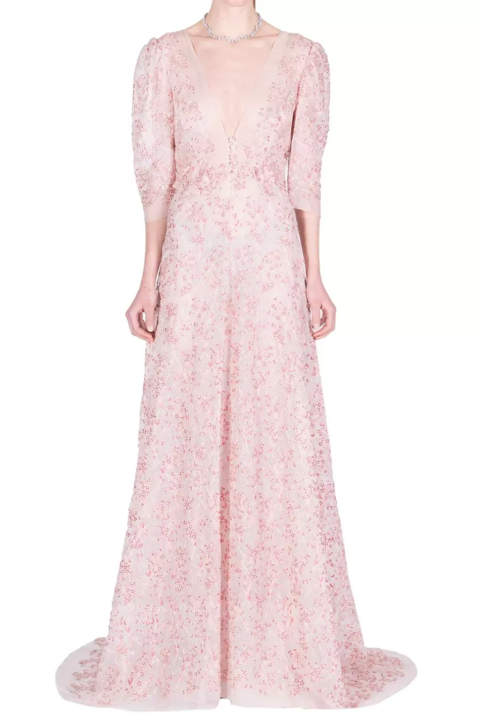 Dresses | Luisa Beccaria Floral Embroidered V-Neck Dress