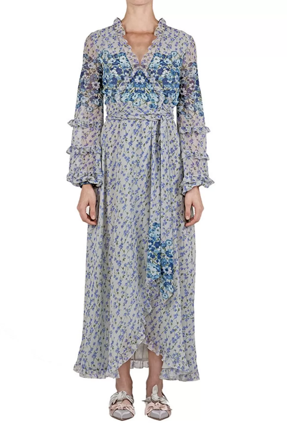 Dresses | Luisa Beccaria Floral Georgette Wrap Dress