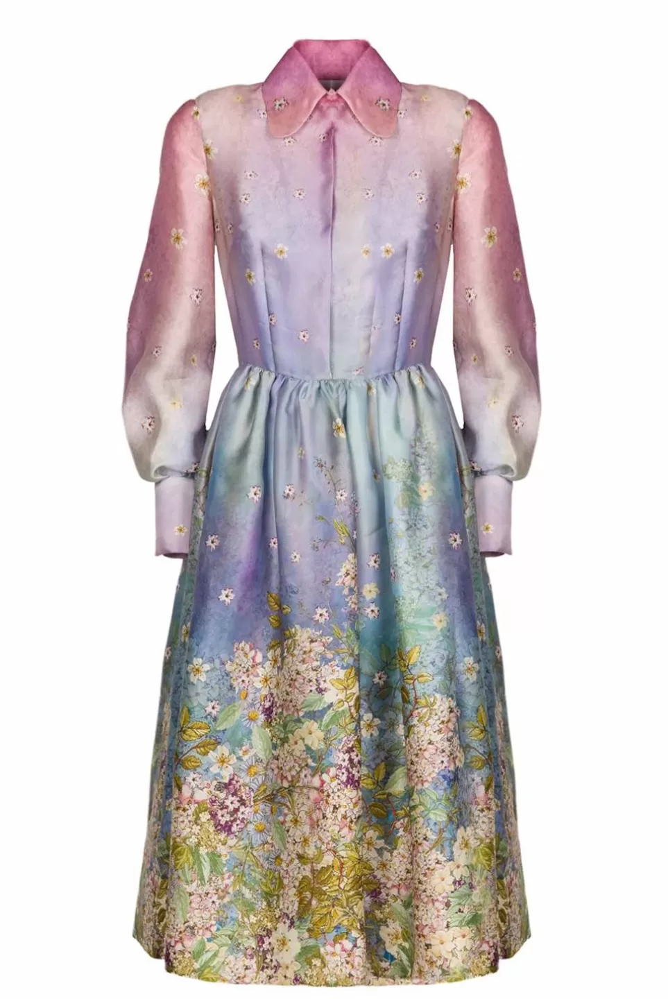 Dresses | Luisa Beccaria Floral Print Silk Organza Pussy Bow Dress