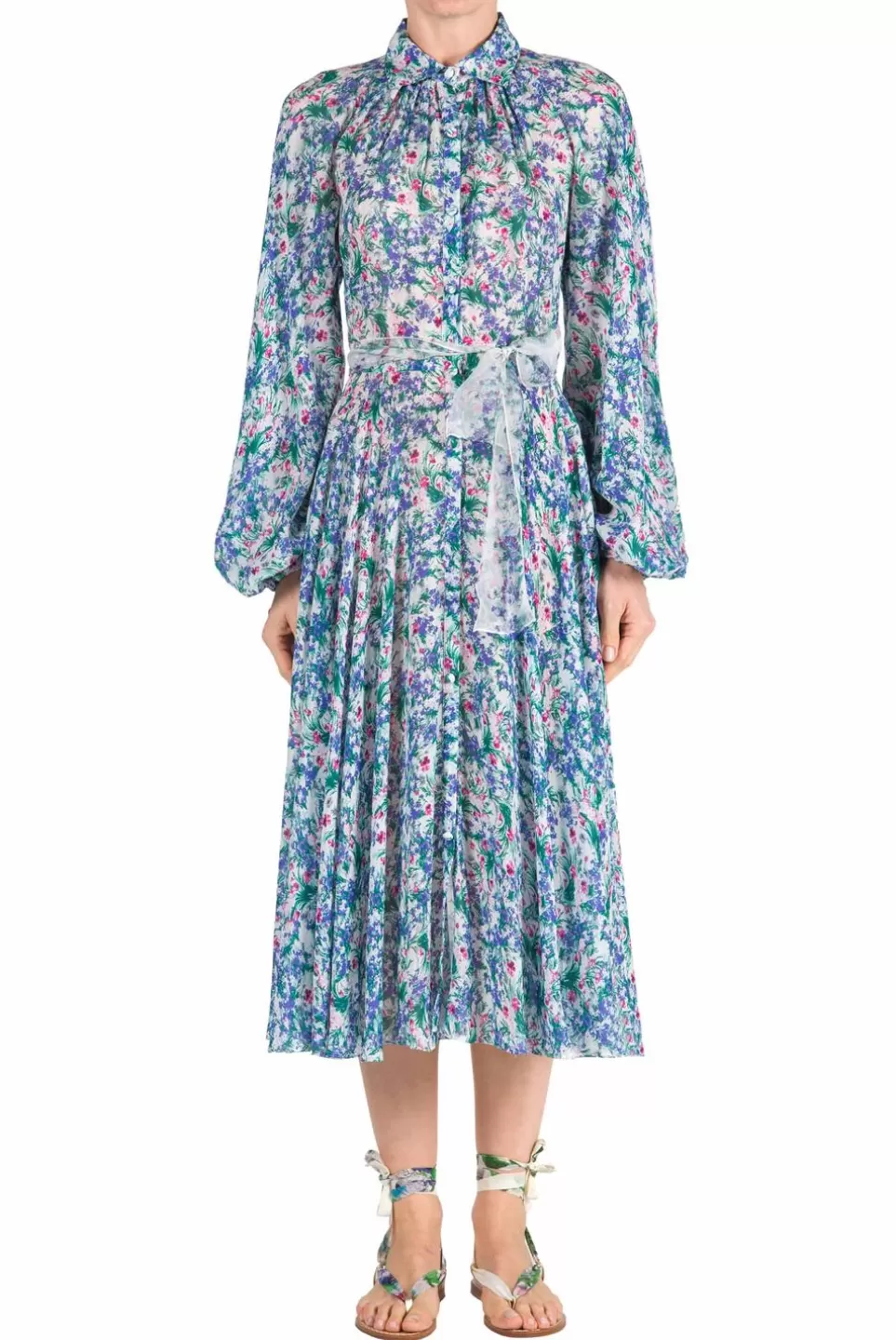 Dresses | Luisa Beccaria Floral Printed Carla Maria Georgette Dress