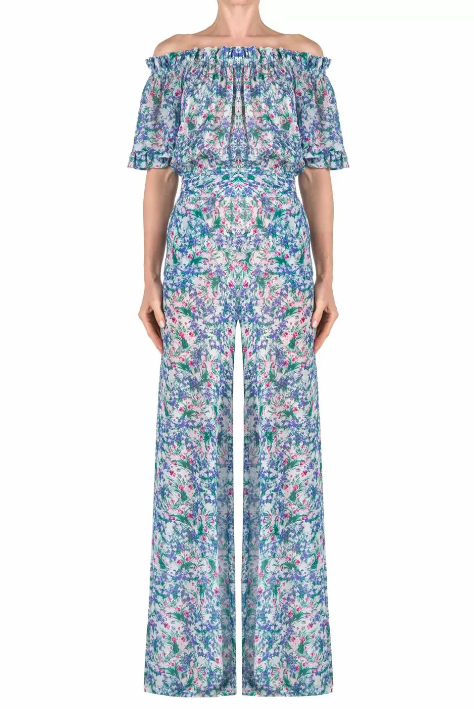 Dresses | Luisa Beccaria Floral Printed Georgette Jumpsuit