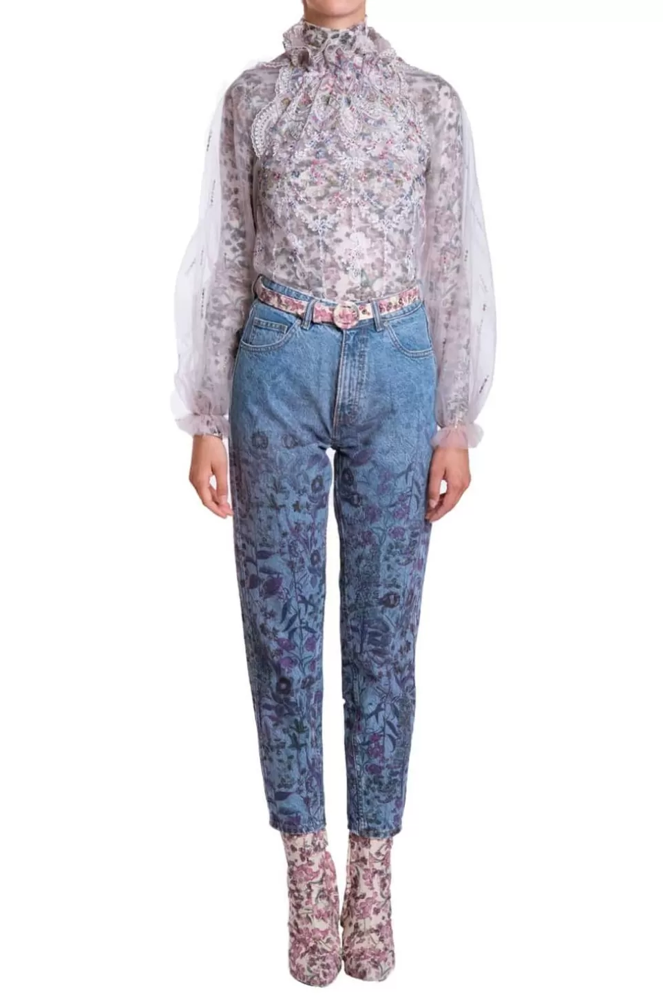 Trousers & Shorts | Luisa Beccaria Floral Printed Jeans