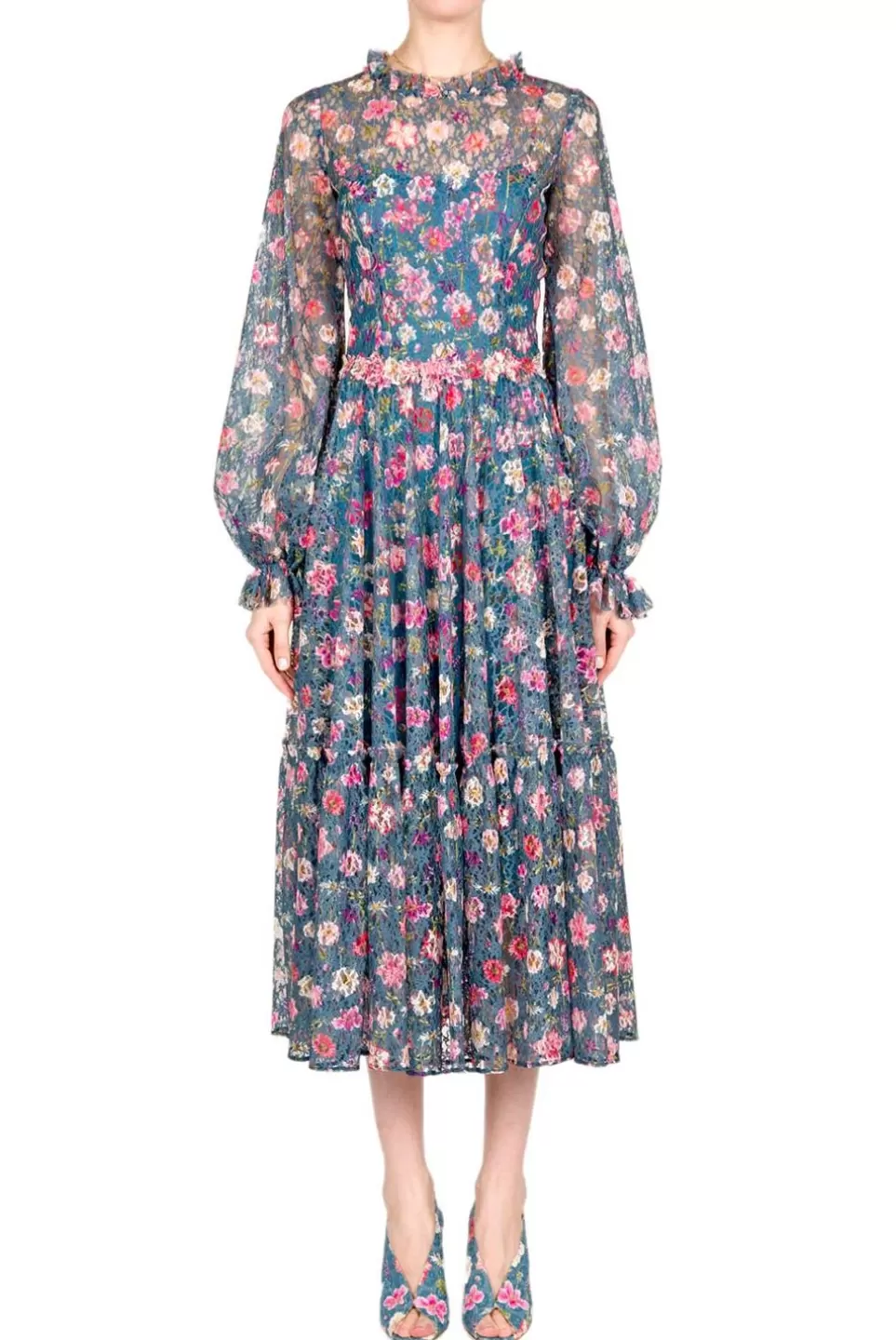 Dresses | Luisa Beccaria Floral Printed Lace Midi Dress