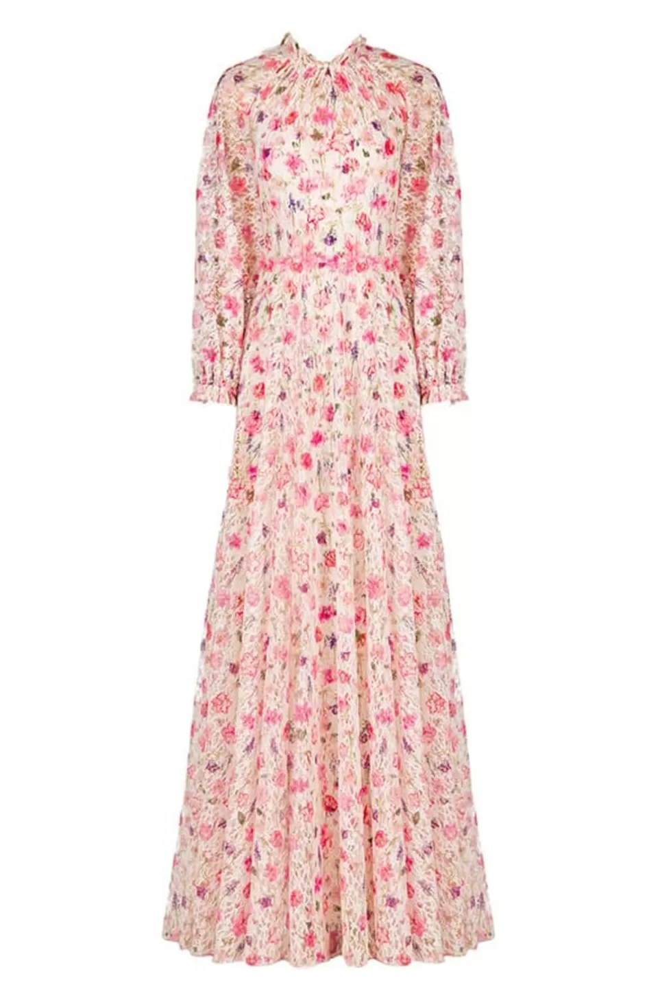 Dresses | Luisa Beccaria Floral Printed Mock Neck Lace Maxi Dress