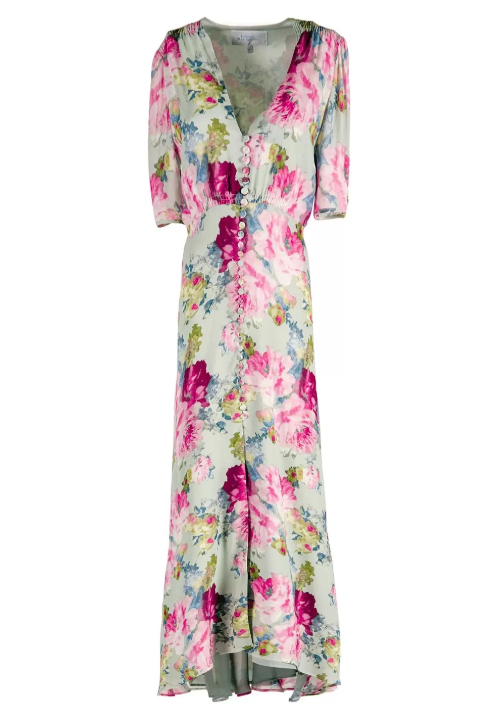 Dresses | Luisa Beccaria Floral Roses Print Bottoncino Crepe Dress