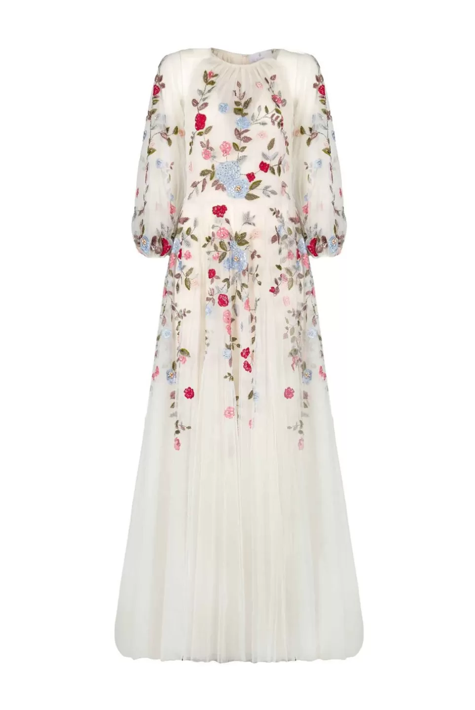 Dresses | Luisa Beccaria Flower Embroidered Tulle Maxi Gown