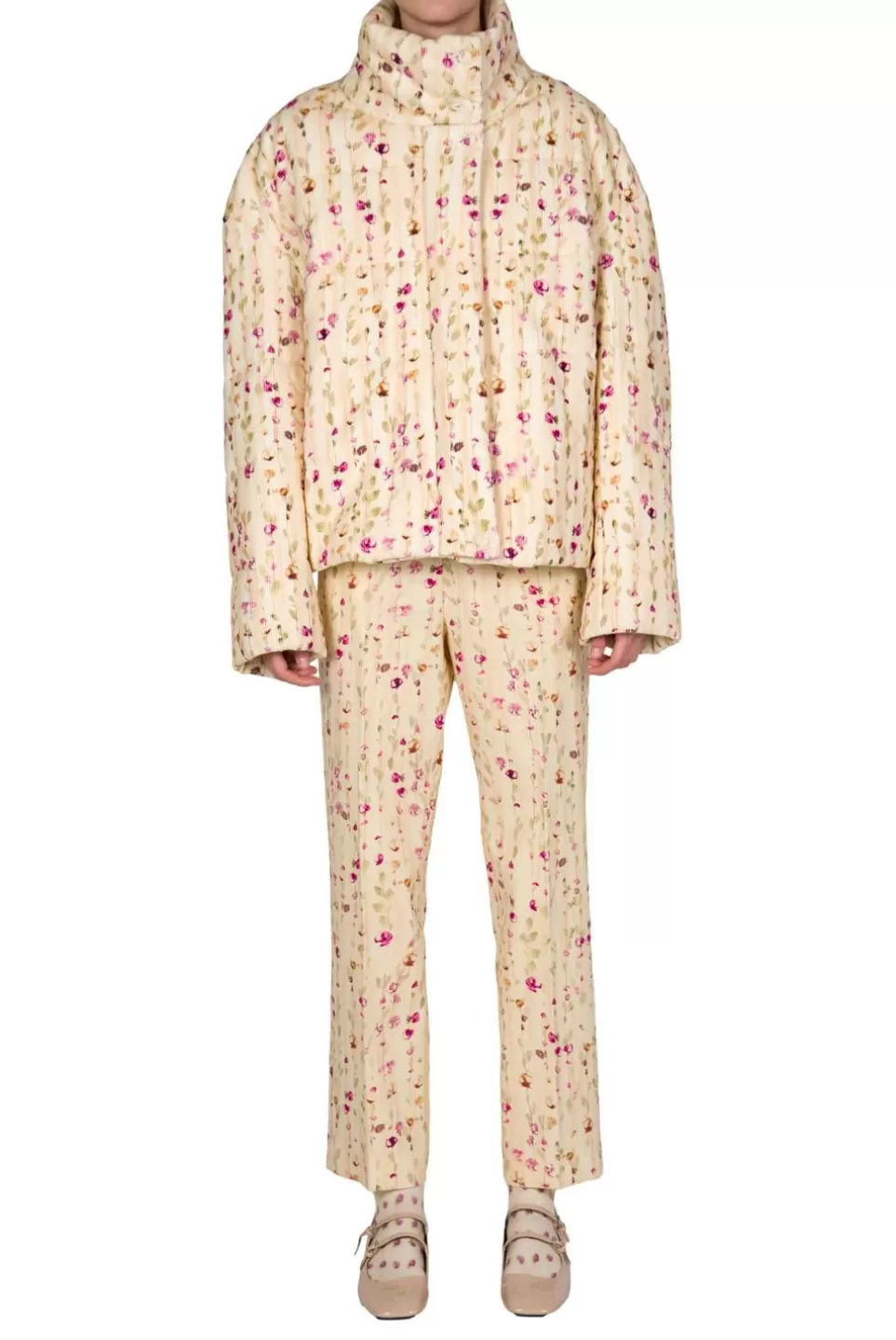 Jackets & Coats | Luisa Beccaria Flower Garland Corduroy Padded Bomber