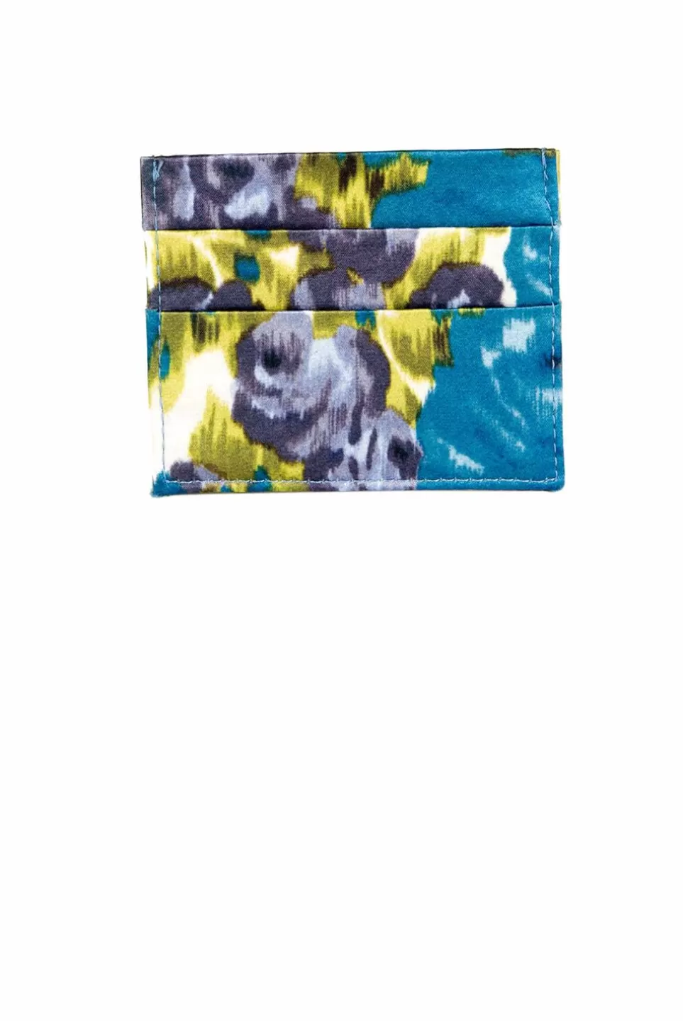 Card Holder | Luisa Beccaria Flower Petrol Printed Silk Card Holder