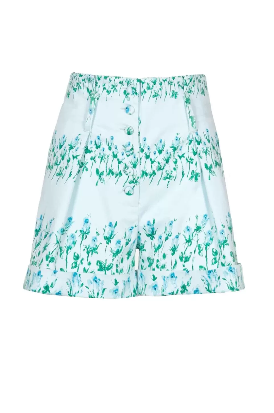 Trousers & Shorts | Luisa Beccaria Flowery Striped Cotton Shorts