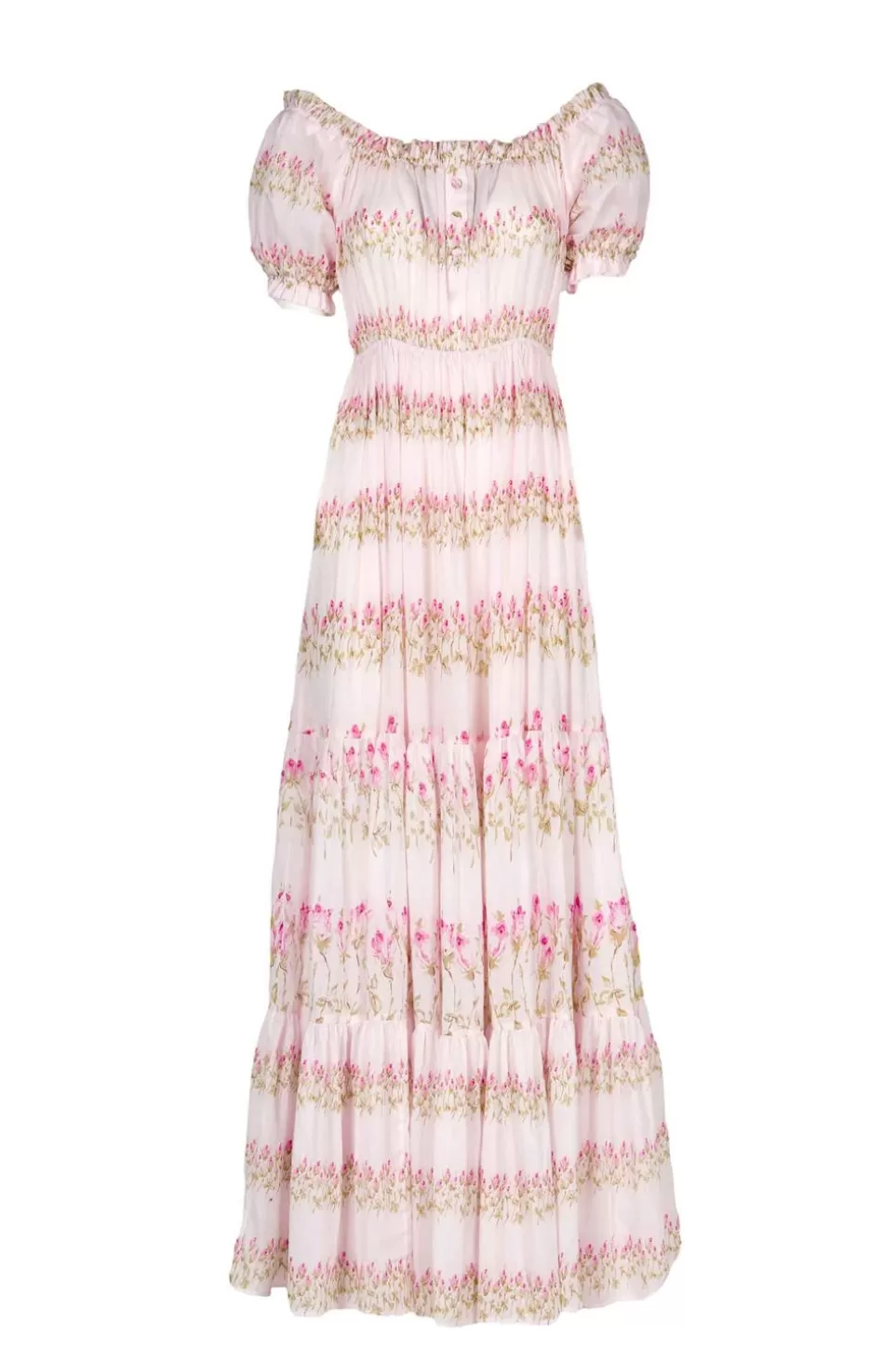 Dresses | Luisa Beccaria Flowery Striped Off-Shoulder Dress